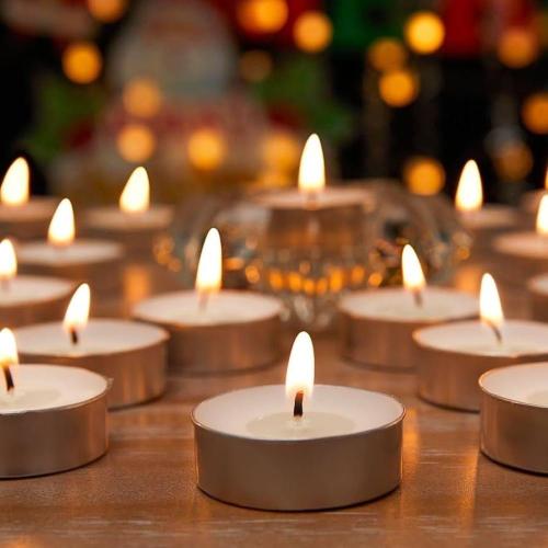 مجموعة شموع صغيرة تيلايت ابيض فاخرة