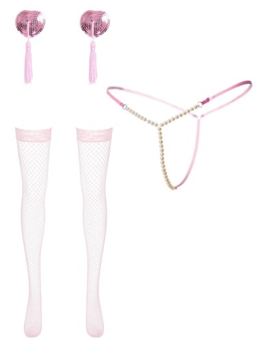 طقم لانجري نسائي مثير ثلاثي النقاط (1 قطعة من سراو...