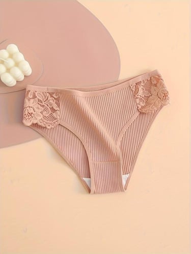 4 قطع سراويل داخلية نسائية بخصر منخفض مزينة بالدان...