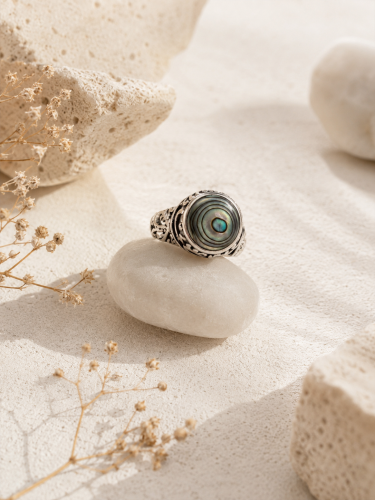 Arabic Silver Collection | Australian Mother of Pearl Ring “Allahumma Salli ‘Ala Muhammad Wa Aalihi” – 925 Silver