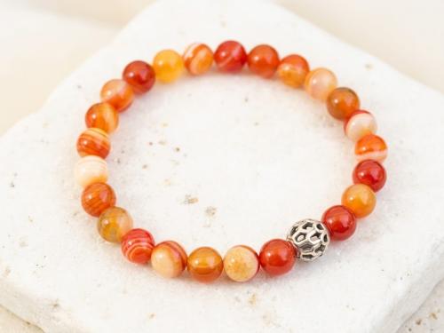 Natural Banded Agate Bracelet with pure silver piece
