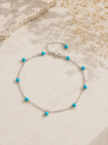 كولكشن الفضة العربية | خلخال فيروز – فضة 925 Arabic Silver Collection | Turquoise Anklet – 925 Silver