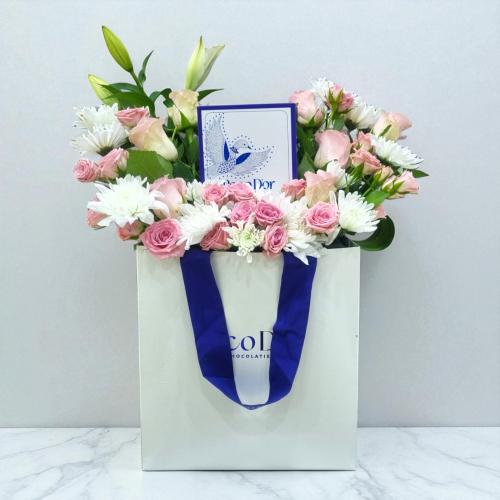 تنسيق شوكولاتة بوكودور مع كريز أبيض وردي