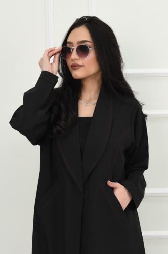 عباية عملية بجيوب وتطريز عنابي