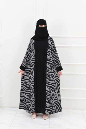 عباية بتصميم ساحر بالأسود والرمادي
