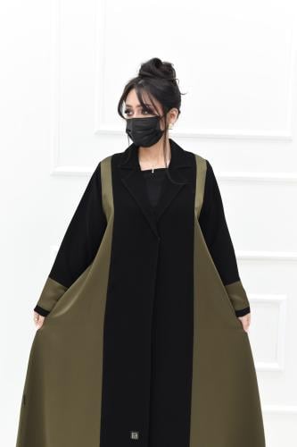 عباية من الفوكر الأسود والتفتة الزيتي مع كول ريفير