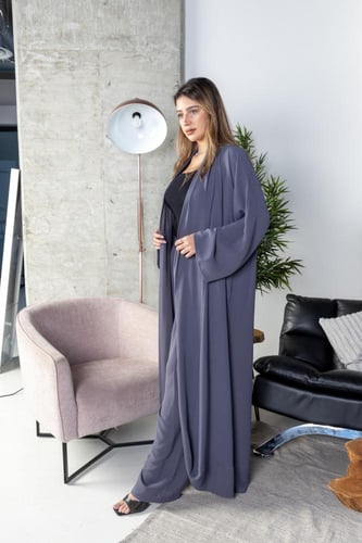 عباية رمادي ثلاث قطع