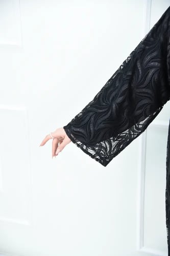 عباية مناسبات صيفي بدانتيل تركي مفتوح مع فيونكة