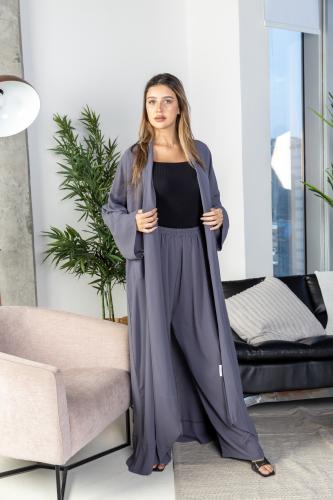 عباية رمادي ثلاث قطع