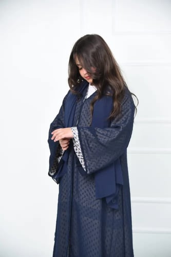 عباية بناتي شيفون طبقتين – لون كحلي