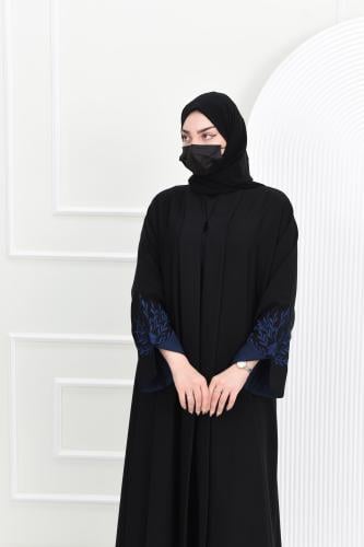 عباية بتطريز كحلي على الاكمام