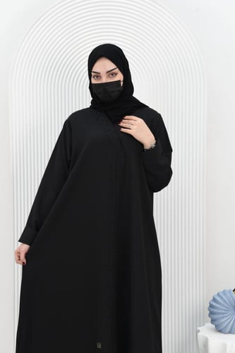 عباية كريب بتطريز من جهة واحدة