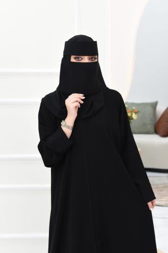 عباية سادة كم مقلوب وياقة مستديرة