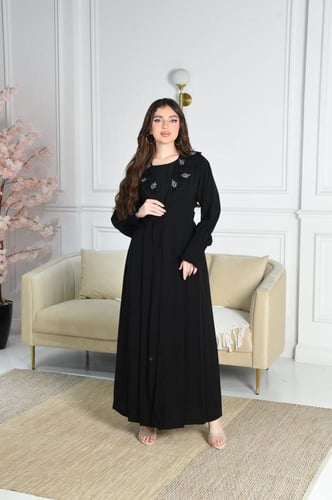 عباية كاجوال من ملمس الحرير الناعم بشغل دردوزي