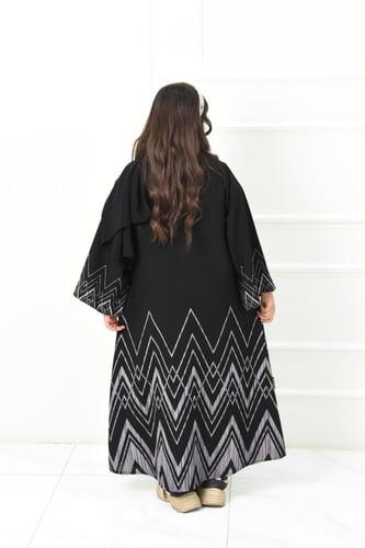 عباية بناتي كاجوال مزينة بتدرجة رمادية هادئة