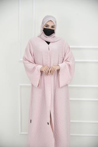 عباية ساحرة بقماش مموج بلون وردي