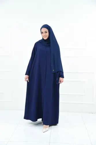 عباية كحلي كاجوال بقماش فوكر