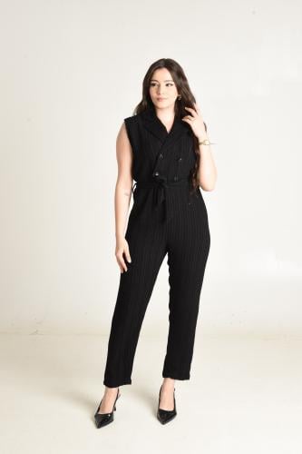 جمبسوت نسائي أسود بربطة خصر