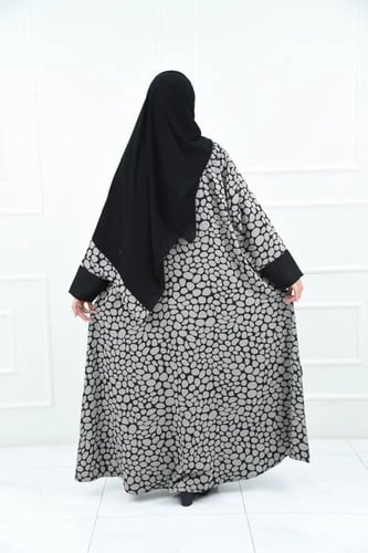 عباية كاجوال نص كلوش بقماش كريب مشجر دوائر