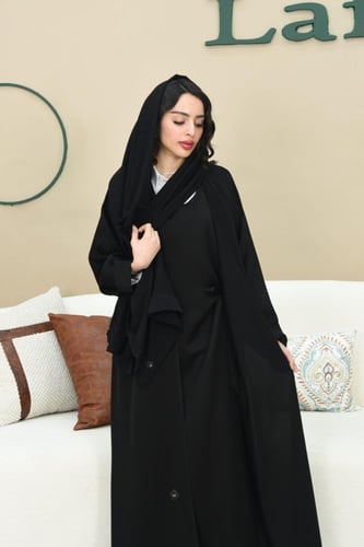 عباية مفتوحة بطبقة داخلية بربطة جانبية