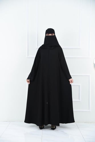 عباية كريب بقصة كلوش وتطريز على الاكمام