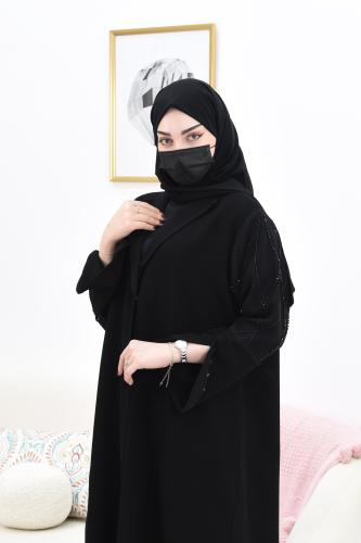 عباية بأكمام مطرزة مفتوحة