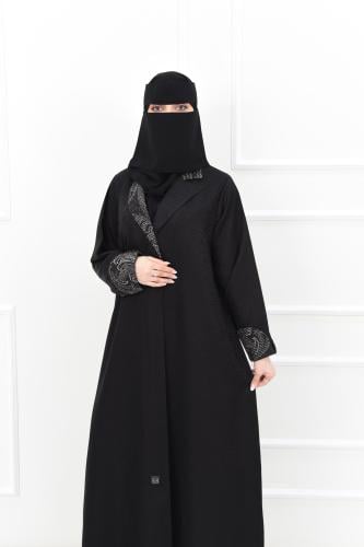 عباية جاكار بكول ريفير مميز وأكمام مقلوبة مقلمة با...