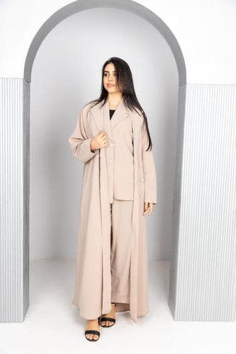 عباية كاجوال 4 قطع بلون بيج