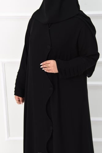 عباية كريب بحواف مموجة وأكمام كسرات