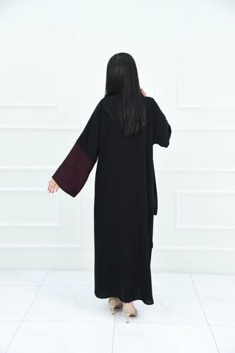 عباية سوداء كاجوال صيفي مع قيطان وأكمام عودي