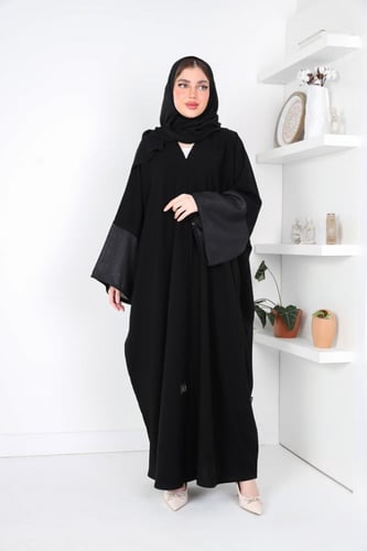 عباية بشت كريب بأكمام لنن