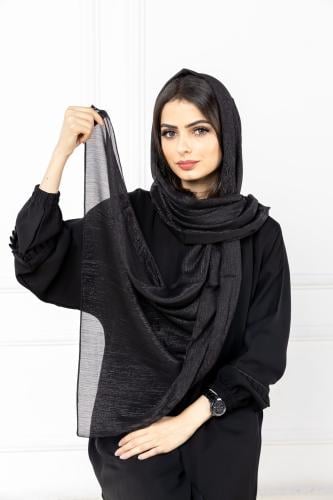 طرحة باللون الاسود شيفون بلمعة