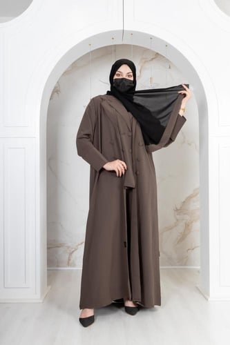 عباية كاجوال 4 قطع بلون بني