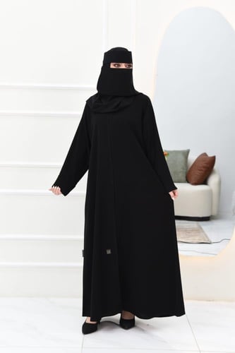 عباية سادة كم مقلوب وياقة مستديرة
