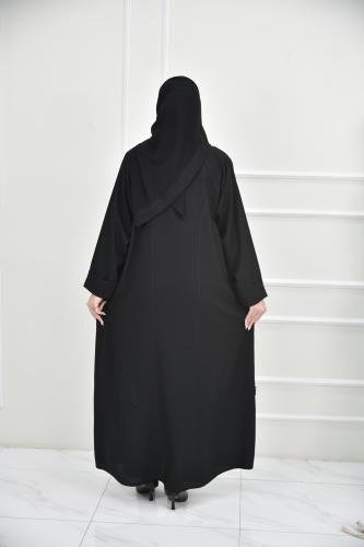 عباية كريب كاجوال مزينة بخطوط قيطان