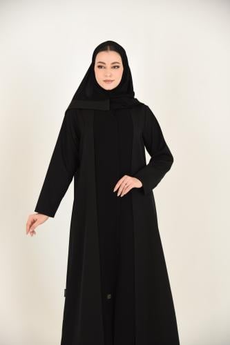 عباية كريب بتفصيل قماش حريري المنتصف