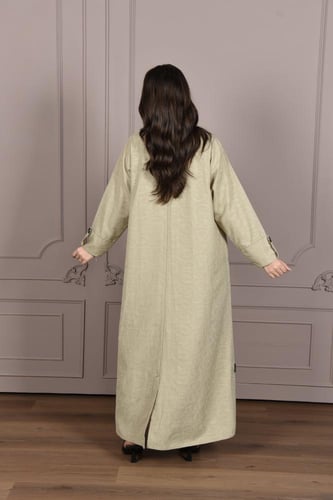 عباية جاكيت من الكتان | لون بيج رملي