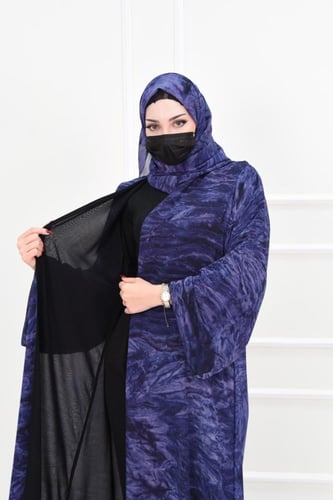 عباية دبل فيس شيفون لون: أسود | وتدرجات الكحلي