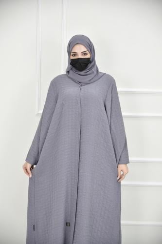 عباية ساحرة بقماش مموج بلون رمادي