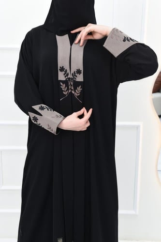 عباية ناعمة مع كول شال وأكمام مقلوبة بيج