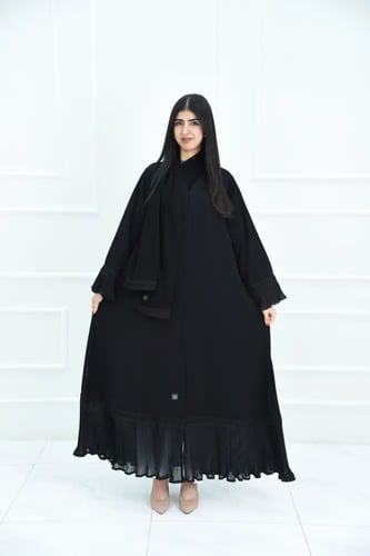 عباية نص كلوش بشيفون مكسر وكلفة – أكمام فرنسية ناع...