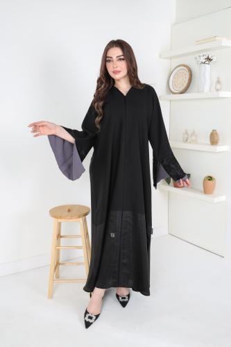 عباية كريب بأكمام مفتوحة