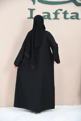 عباية كاجوال سوداء بكولة منسدلة وجاكار تركي على فت...