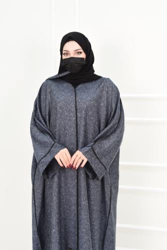 عباية شتوية نص بشت بلون كحلي