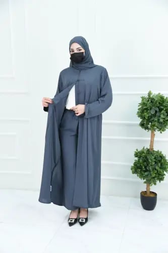 طقم سفر حرير الامتياز بلون زيتي رمادي