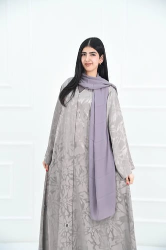 عباية بيج جاكار نصف كلوش بلمعة ناعمة