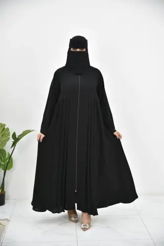 عباية نواعم نص كلوش بكسرات أمامية وسحاب