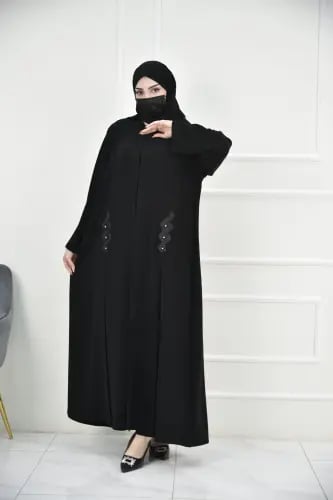 عباية كريب ملكي بكلف وكسرات
