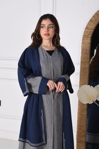 عباية كاجوال قطعتين من قماش اللينن