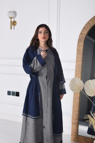 عباية كاجوال قطعتين من قماش اللينن